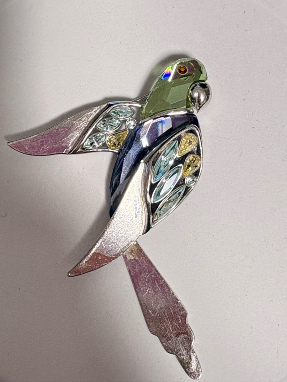 Swarovski 2001 Vintage Multicolored Parrot Brooch with 925 Sterling Silver